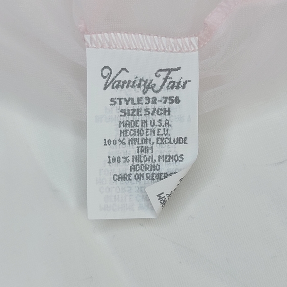 Vanity Fair Vintage Soft Pink Sheer Open Duster Rober, Floral Applique, EUC, szS - Picture 7 of 9